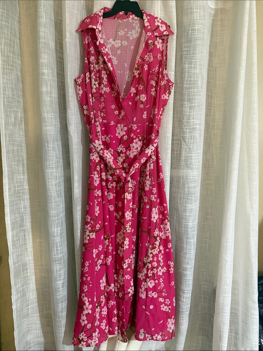 Blackmilk Hot Pink Floral Sleeveless Maxi Dress with Collar